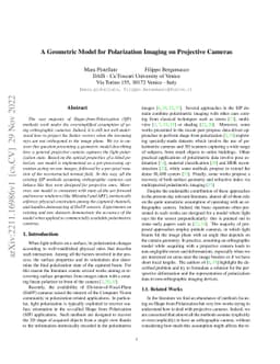 A Geometric Model for Polarization Imaging on Projective Cameras