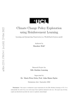 Climate Change Policy Exploration using Reinforcement Learning