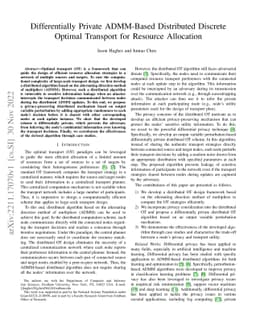 Differentially Private ADMM-Based Distributed Discrete Optimal Transport
  for Resource Allocation