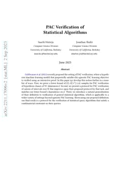 PAC Verification of Statistical Algorithms
