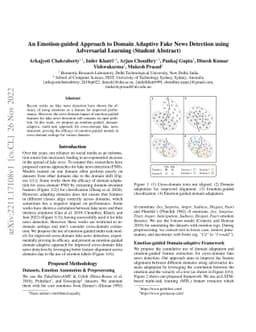 An Emotion-guided Approach to Domain Adaptive Fake News Detection using
  Adversarial Learning