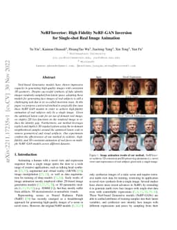 NeRFInvertor: High Fidelity NeRF-GAN Inversion for Single-shot Real
  Image Animation