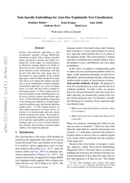 Task-Specific Embeddings for Ante-Hoc Explainable Text Classification