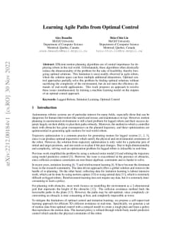Learning Agile Paths from Optimal Control