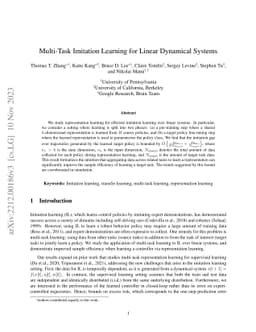 Multi-Task Imitation Learning for Linear Dynamical Systems