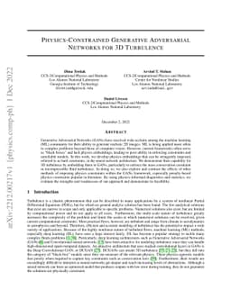 Physics-Constrained Generative Adversarial Networks for 3D Turbulence