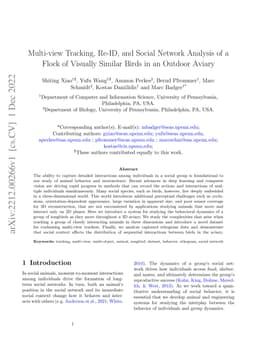 Multi-view Tracking, Re-ID, and Social Network Analysis of a Flock of
  Visually Similar Birds in an Outdoor Aviary