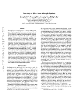 Learning to Select from Multiple Options