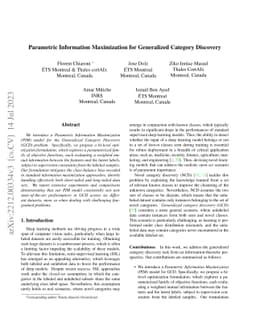Parametric Information Maximization for Generalized Category Discovery