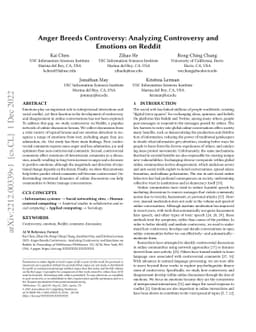 Anger Breeds Controversy: Analyzing Controversy and Emotions on Reddit