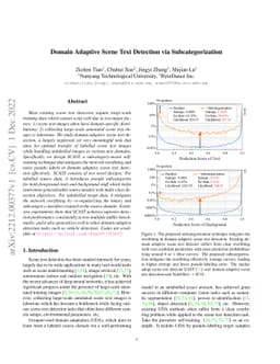 Domain Adaptive Scene Text Detection via Subcategorization