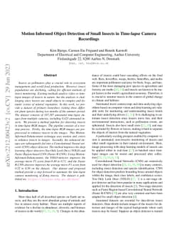 Motion Informed Object Detection of Small Insects in Time-lapse Camera
  Recordings