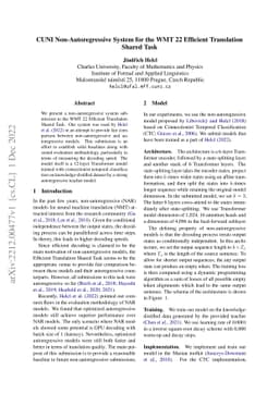 CUNI Non-Autoregressive System for the WMT 22 Efficient Translation
  Shared Task