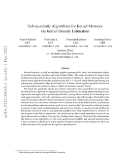 Sub-quadratic Algorithms for Kernel Matrices via Kernel Density
  Estimation