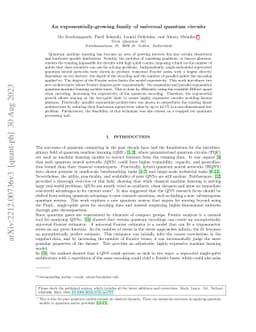 An exponentially-growing family of universal quantum circuits