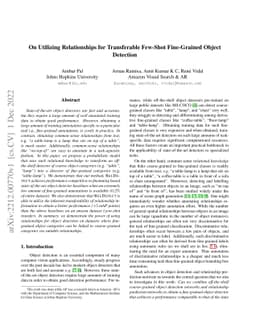 On Utilizing Relationships for Transferable Few-Shot Fine-Grained Object
  Detection