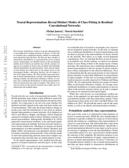 Neural Representations Reveal Distinct Modes of Class Fitting in
  Residual Convolutional Networks