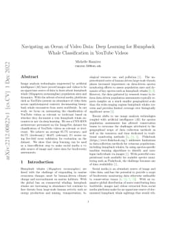 Navigating an Ocean of Video Data: Deep Learning for Humpback Whale
  Classification in YouTube Videos
