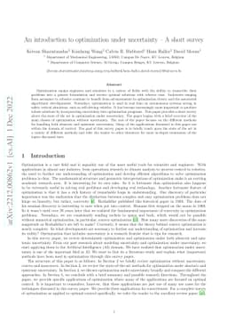 An introduction to optimization under uncertainty -- A short survey