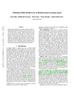 Modeling Mobile Health Users as Reinforcement Learning Agents