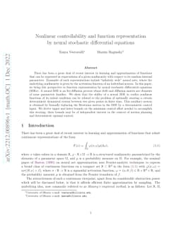 Nonlinear controllability and function representation by neural
  stochastic differential equations