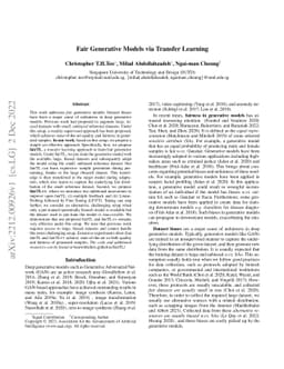Fair Generative Models via Transfer Learning
