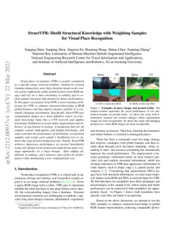 StructVPR: Distill Structural Knowledge with Weighting Samples for
  Visual Place Recognition