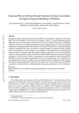 Bayesian Physics Informed Neural Networks for Data Assimilation and
  Spatio-Temporal Modelling of Wildfires
