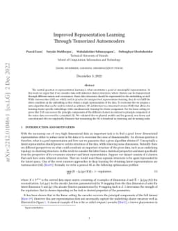 Improved Representation Learning Through Tensorized Autoencoders