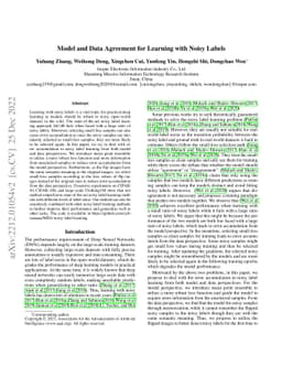 Model and Data Agreement for Learning with Noisy Labels