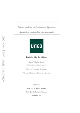 Answer ranking in Community Question Answering: a deep learning approach