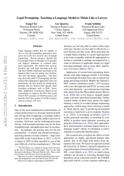 Legal Prompting: Teaching a Language Model to Think Like a Lawyer