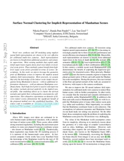 Surface Normal Clustering for Implicit Representation of Manhattan
  Scenes