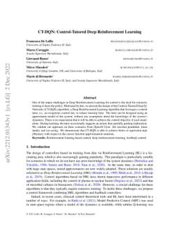 CT-DQN: Control-Tutored Deep Reinforcement Learning