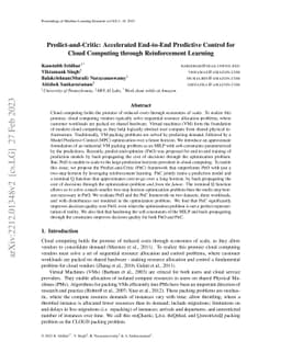 Predict-and-Critic: Accelerated End-to-End Predictive Control for Cloud
  Computing through Reinforcement Learning