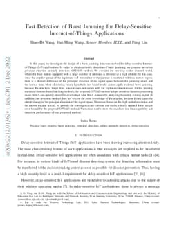Fast Detection of Burst Jamming for Delay-Sensitive Internet-of-Things
  Applications