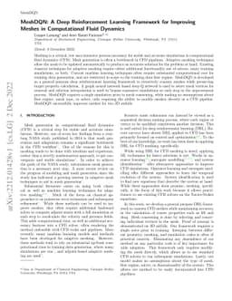 MeshDQN: A Deep Reinforcement Learning Framework for Improving Meshes in
  Computational Fluid Dynamics