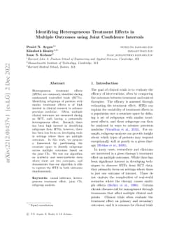 Identifying Heterogeneous Treatment Effects in Multiple Outcomes using
  Joint Confidence Intervals