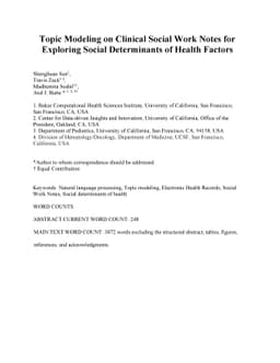 Topic Modeling on Clinical Social Work Notes for Exploring Social
  Determinants of Health Factors
