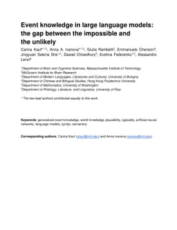 Event knowledge in large language models: the gap between the impossible
  and the unlikely