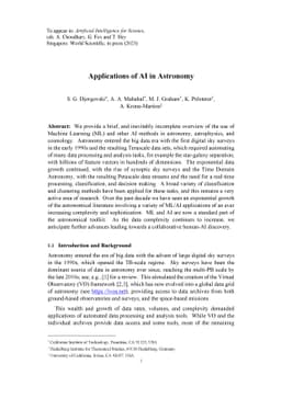 Applications of AI in Astronomy