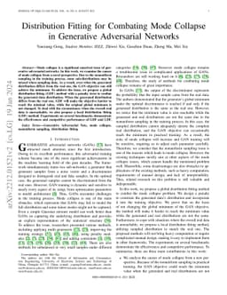 Distribution Fitting for Combating Mode Collapse in Generative
  Adversarial Networks