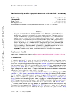 Distributionally Robust Lyapunov Function Search Under Uncertainty
