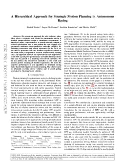 A Hierarchical Approach for Strategic Motion Planning in Autonomous
  Racing
