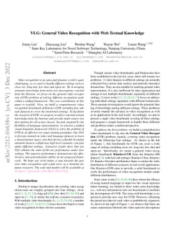 VLG: General Video Recognition with Web Textual Knowledge