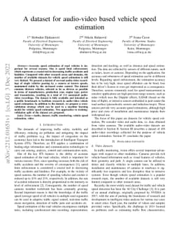 A dataset for audio-video based vehicle speed estimation