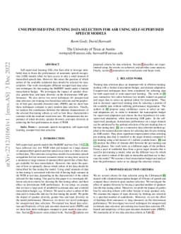 Unsupervised Fine-Tuning Data Selection for ASR Using Self-Supervised
  Speech Models