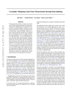 CrossSplit: Mitigating Label Noise Memorization through Data Splitting