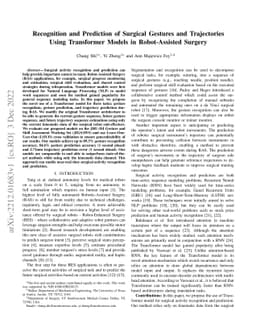 Recognition and Prediction of Surgical Gestures and Trajectories Using
  Transformer Models in Robot-Assisted Surgery
