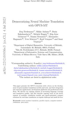 Democratizing Neural Machine Translation with OPUS-MT